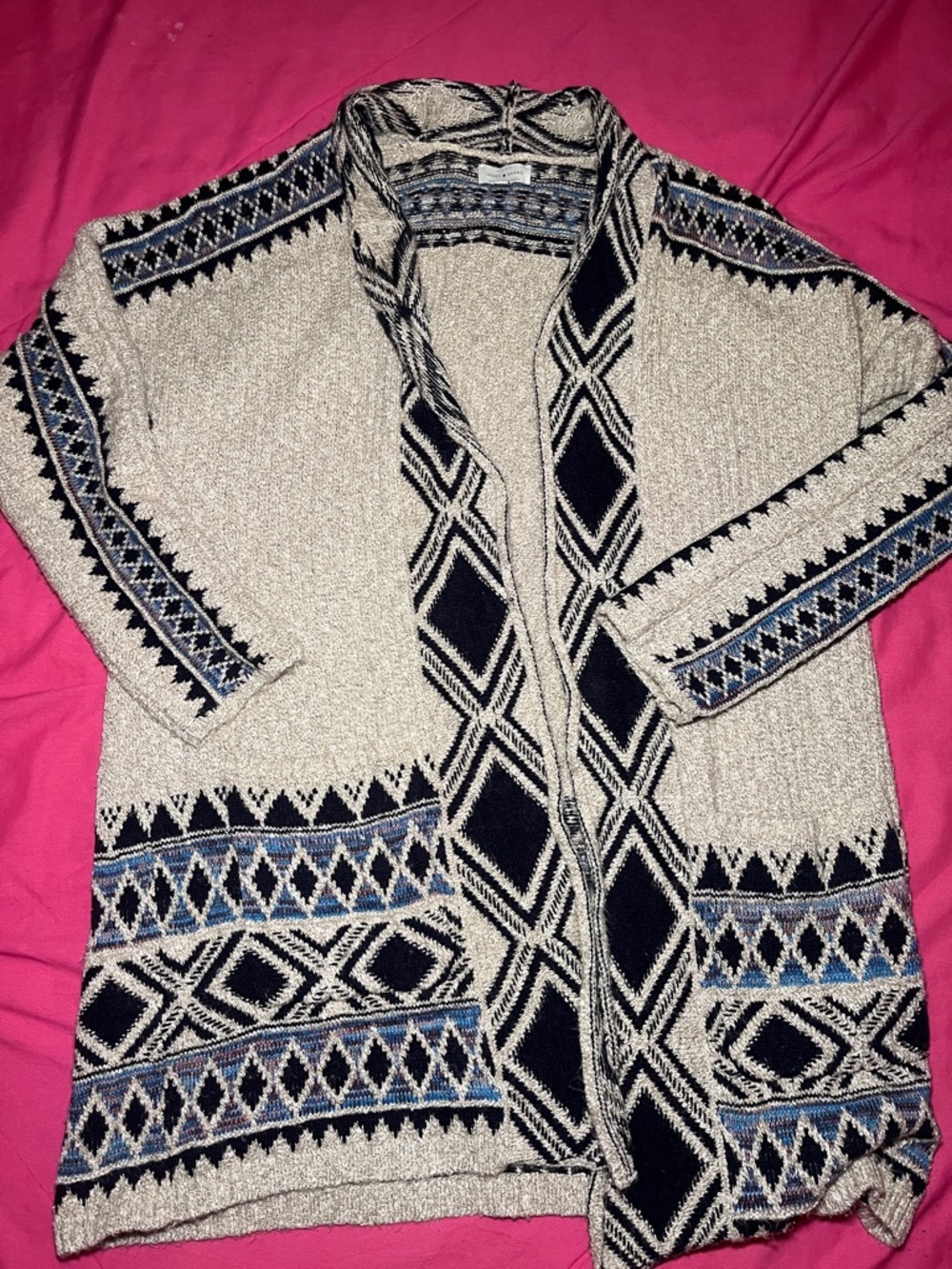 Lucky Brand Long Cardigan Women’s L/XL Aztec Print Geometric Preowned